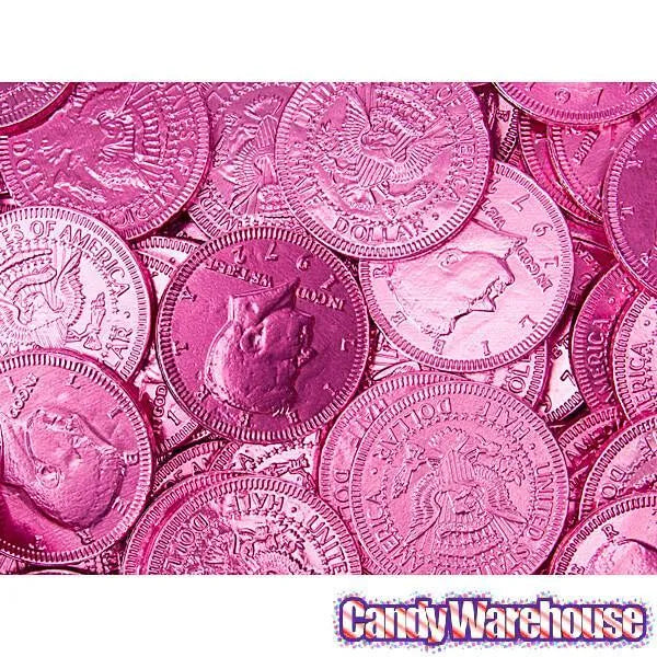 Pink Coin Boxes Pink Foiled Milk Chocolate Coins: 1LB Bag – Candy Warehouse