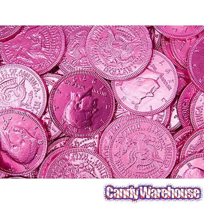 Pink Foiled Milk Chocolate Coins: 1LB Bag – Candy Warehouse
