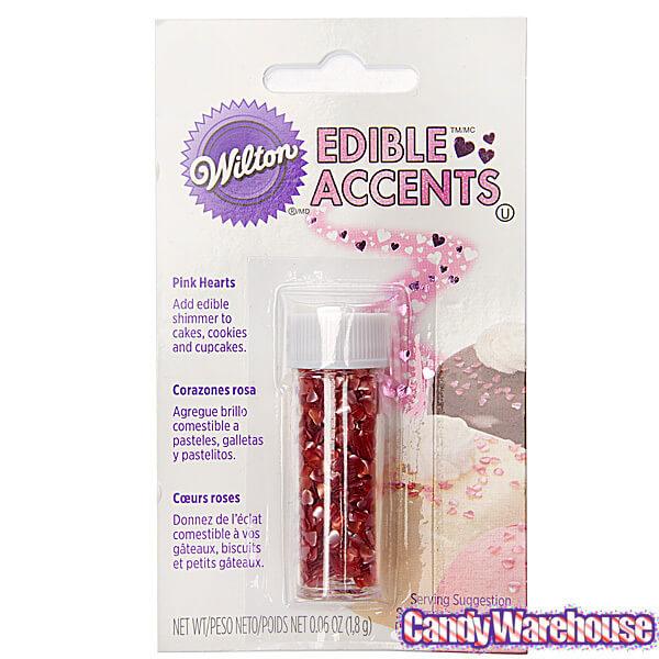Pink Hearts Edible Accents: 0.06-Ounce Bottle - Candy Warehouse