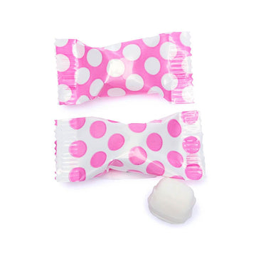 Pink Polka Dots Wrapped Butter Mint Creams: 300-Piece Case - Candy Warehouse