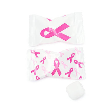 Pink Ribbon Breast Cancer Awareness Wrapped Butter Mint Creams: 300-Piece Case - Candy Warehouse