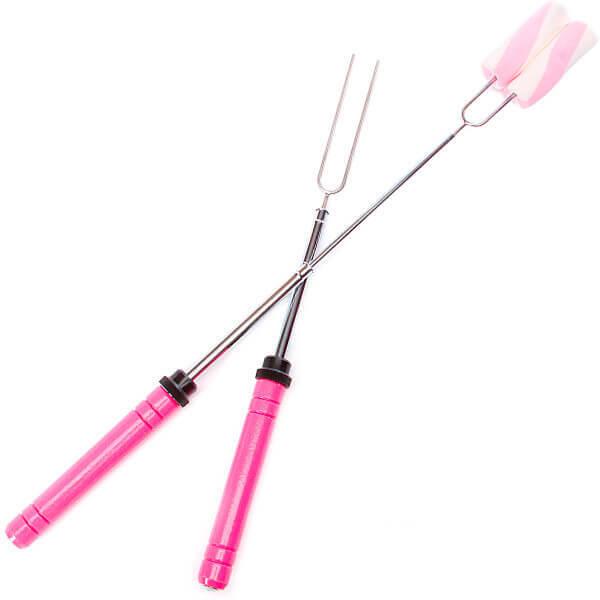Pink Telescoping Marshmallow Forks: 2-Piece Set - Candy Warehouse
