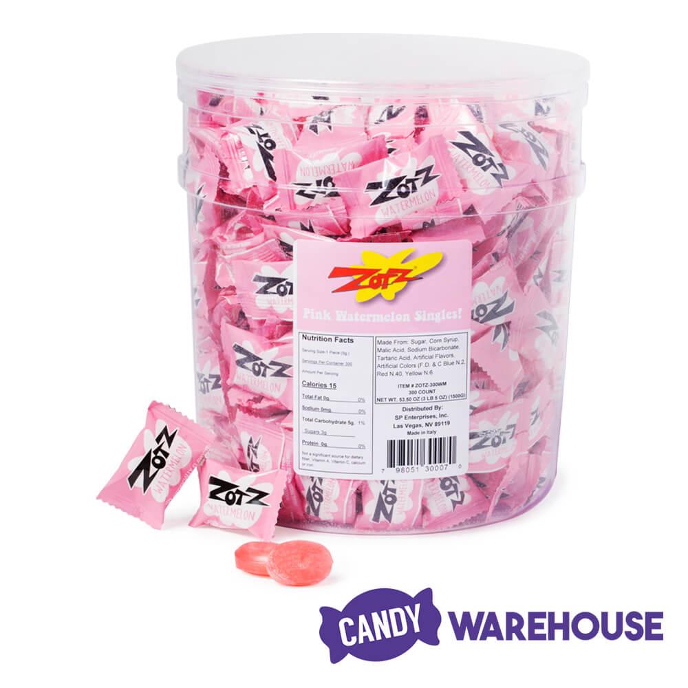 Pink Watermelon Zotz Sour Fizz Candy 300Piece Tub Candy Warehouse