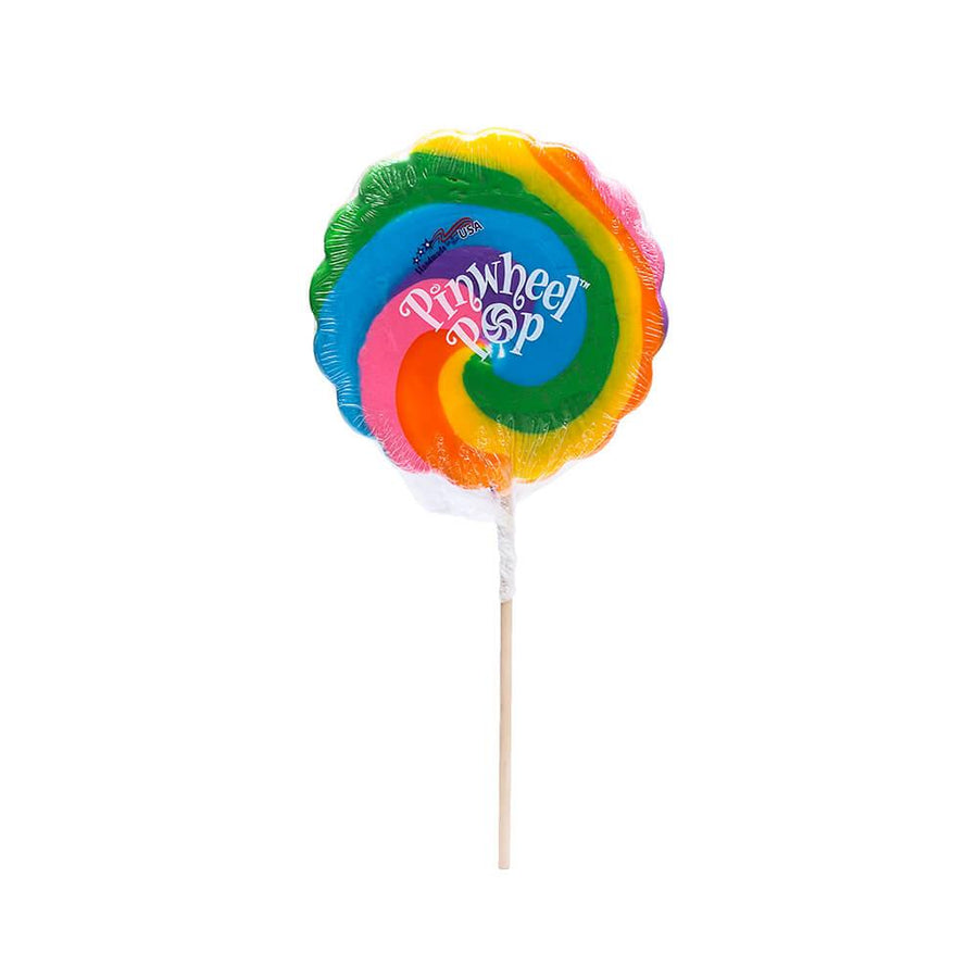 Pinwheel Pop 12-Ounce Psychedelic Swirl Suckers - Rainbow: 2-Piece Box - Candy Warehouse