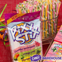 Pixy Stix Candy Powder Straws Bags - Cucumber Watermelon, Mango Lime, & Pineapple: 12-Piece Box - Candy Warehouse