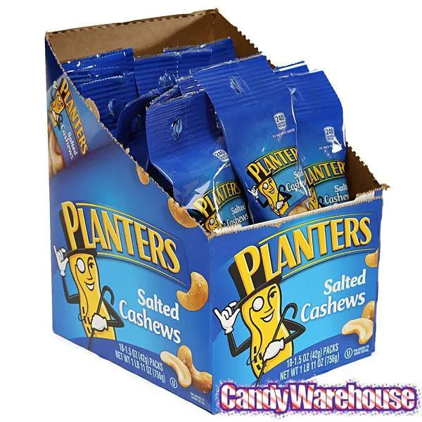 Planters Salted Cashews 1.5Ounce Bags 18Piece Box Candy Warehouse