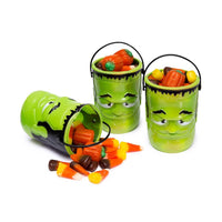 Plastic Mini Green Monster Pails with Handles: 12-Piece Set - Candy Warehouse