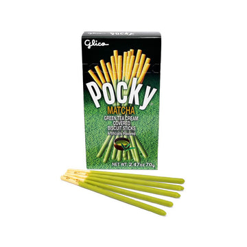 Pocky - Green Tea Cream Covered Biscuit Sticks Packs: 10-Piece Box - Candy Warehouse