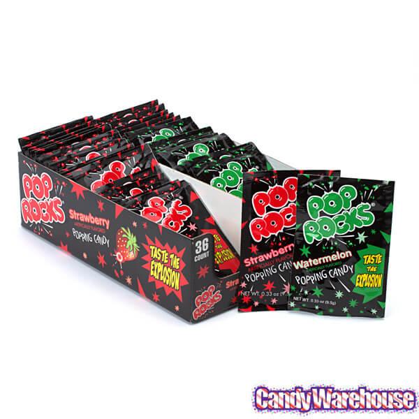 Pop Rocks Candy Packs - Strawberry Watermelon Combo: 36-Piece Box - Candy Warehouse