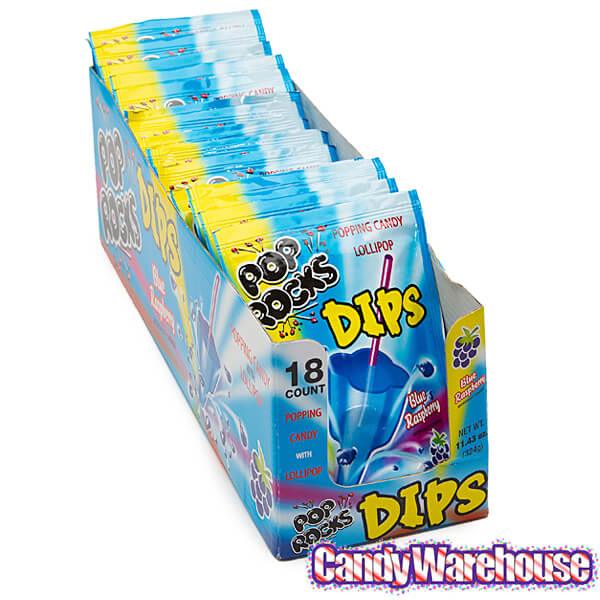 Pop Rocks Dips Candy Packs - Blue Raspberry: 18-Piece Box - Candy Warehouse