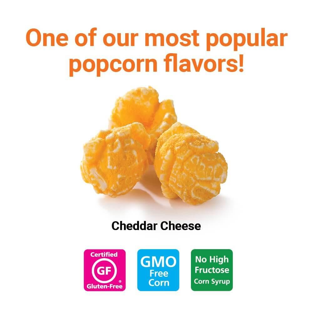Popcornopolis Cheddar Cheese Popcorn: 4.5-Ounce Cone - Candy Warehouse