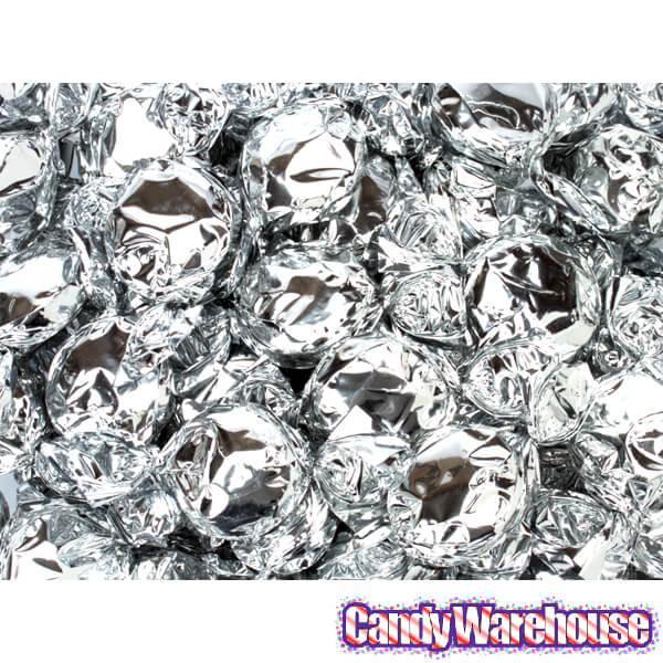 Primrose Metallic Foiled Hard Candy Buttons - Silver: 5LB Bag - Candy Warehouse