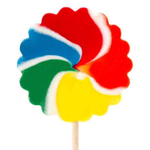 Psychedelic Swirl 3.5-Inch Lollipops - Primary Colors: 12-Piece Box - Candy Warehouse