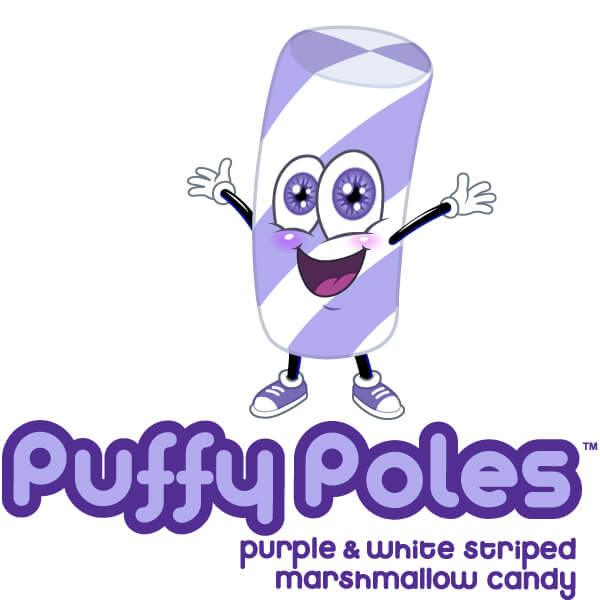 Puffy Poles Jumbo Marshmallow Twists - Grape: 1KG Bag - Candy Warehouse
