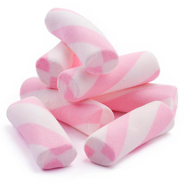 Puffy Poles Jumbo Marshmallow Twists - Strawberry: 1KG Bag - Candy Warehouse
