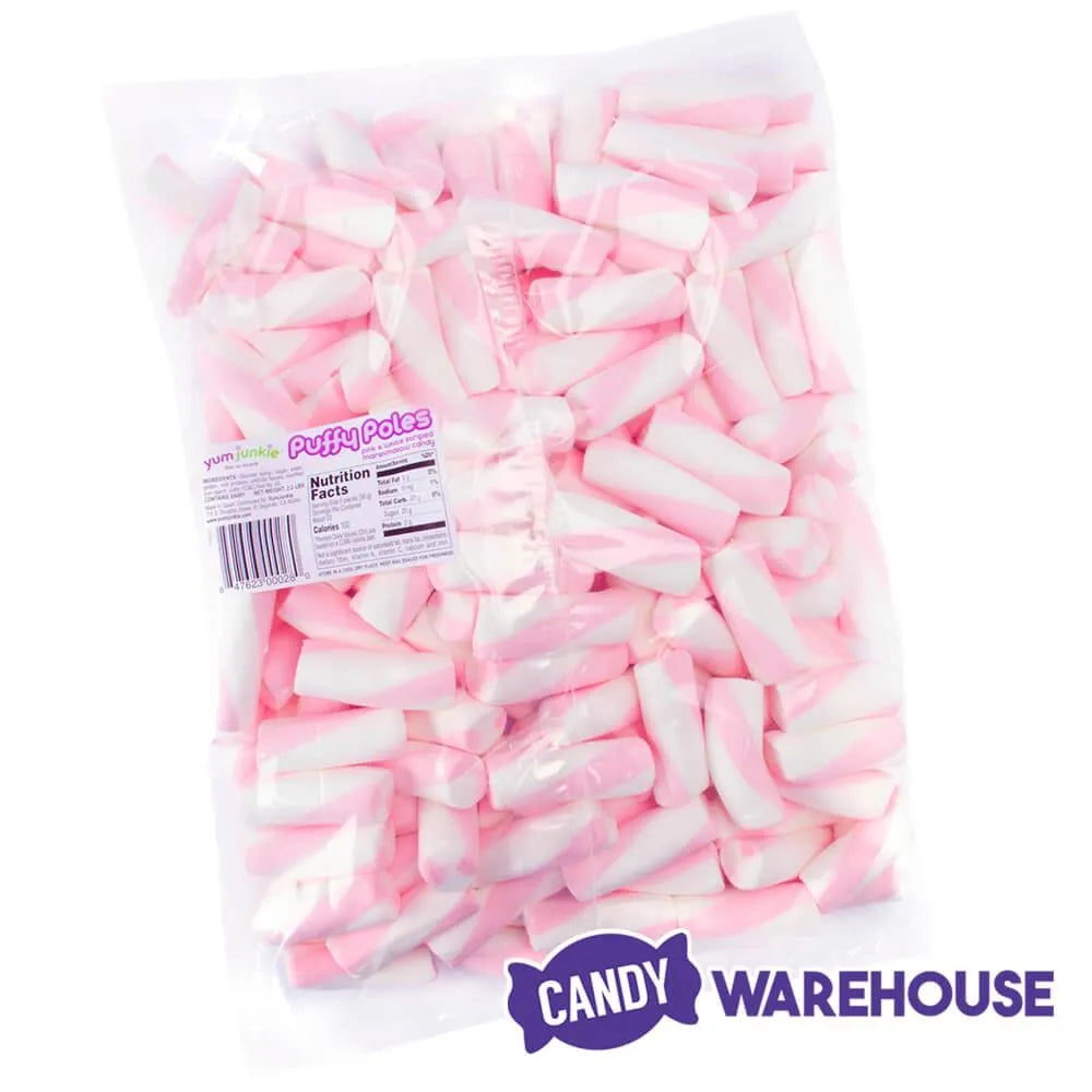 Puffy Poles Jumbo Marshmallow Twists Strawberry 1KG Bag Candy