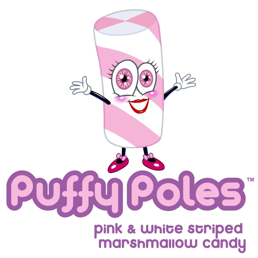 Puffy Poles Jumbo Marshmallow Twists Strawberry 1KG Bag Candy