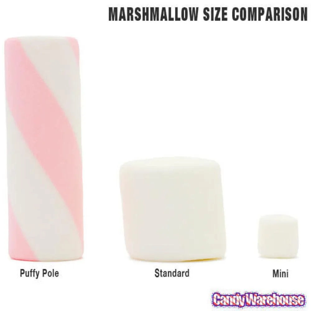 Puffy Poles Jumbo Marshmallow Twists Strawberry 1LB Bag Candy