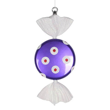 Purple and White Polka Dot Candy Ornament - 13 Inch - Candy Warehouse