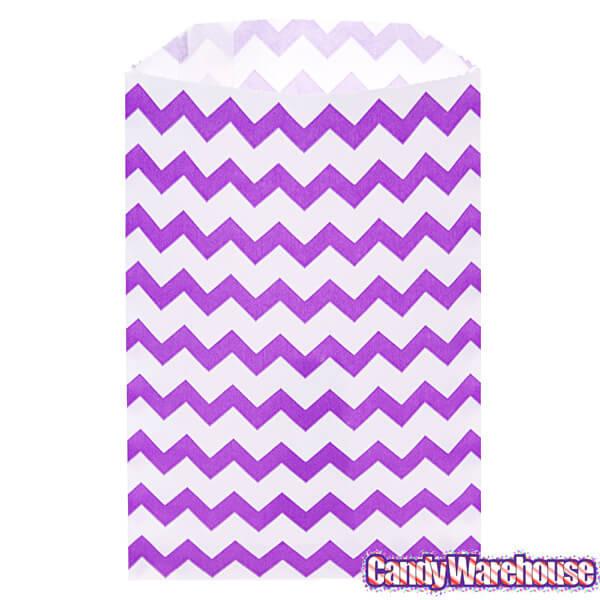 Purple Chevron Stripe Candy Bags: 25-Piece Pack - Candy Warehouse
