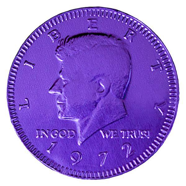 Purple Foiled Milk Chocolate Coins: 1LB Bag - Candy Warehouse