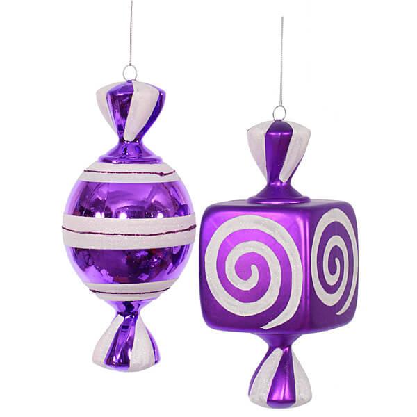 Purple Large Candy Ornaments - 8 Inch: 2-Piece Box - Candy Warehouse