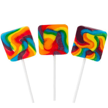 Rainbow Square Swirl Pops: 24-Piece Box - Candy Warehouse