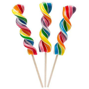 Rainbow Swirl 2.5-Ounce Corkscrew Twist Lollipops: 12-Piece Display - Candy Warehouse