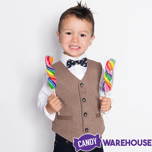 Rainbow Swirl 2.5-Ounce Corkscrew Twist Lollipops: 12-Piece Display - Candy Warehouse