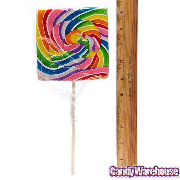 Rainbow Swirl 8-Ounce Square Lollipops: 24-Piece Box - Candy Warehouse