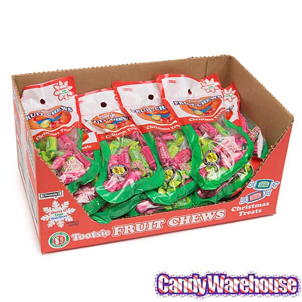 Red & Green Tootsie Roll Fruit Chews in Christmas Stockings: 24-Piece Case - Candy Warehouse