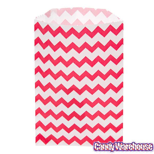 Red Chevron Stripe Candy Bags: 25-Piece Pack - Candy Warehouse