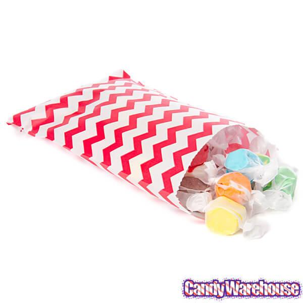 Red Chevron Stripe Candy Bags: 25-Piece Pack - Candy Warehouse