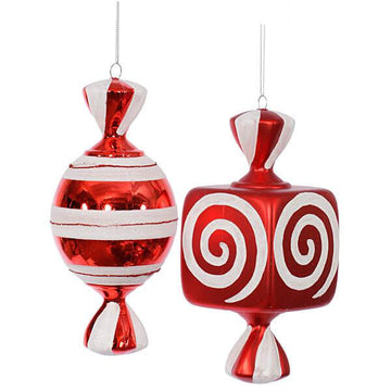 Red Large Candy Ornaments - 8 Inch: 2-Piece Box - Candy Warehouse