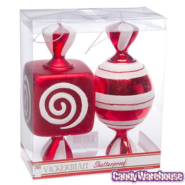 Red Large Candy Ornaments - 8 Inch: 2-Piece Box - Candy Warehouse
