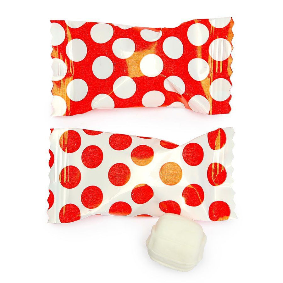 Red Polka Dots Wrapped Butter Mint Creams: 300-Piece Case - Candy Warehouse