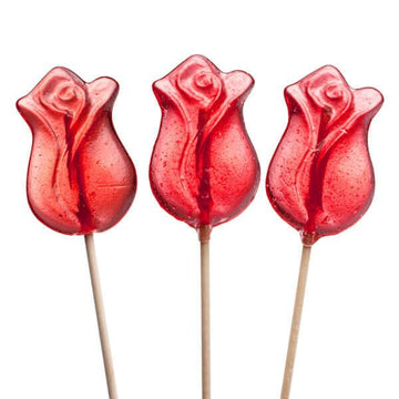 Red Rose Hard Candy Lollipops: 12-Piece Bag - Candy Warehouse