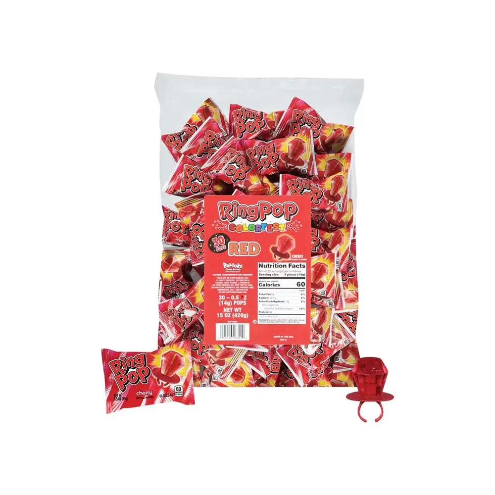 Small Red Candy Red Strawberry Ring Pops 30-Piece Bag | Candy Warehouse – Candy Warehouse