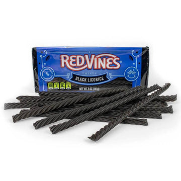 Red Vines Licorice Twists 5-Ounce Trays - Black: 24-Piece Box - Candy Warehouse