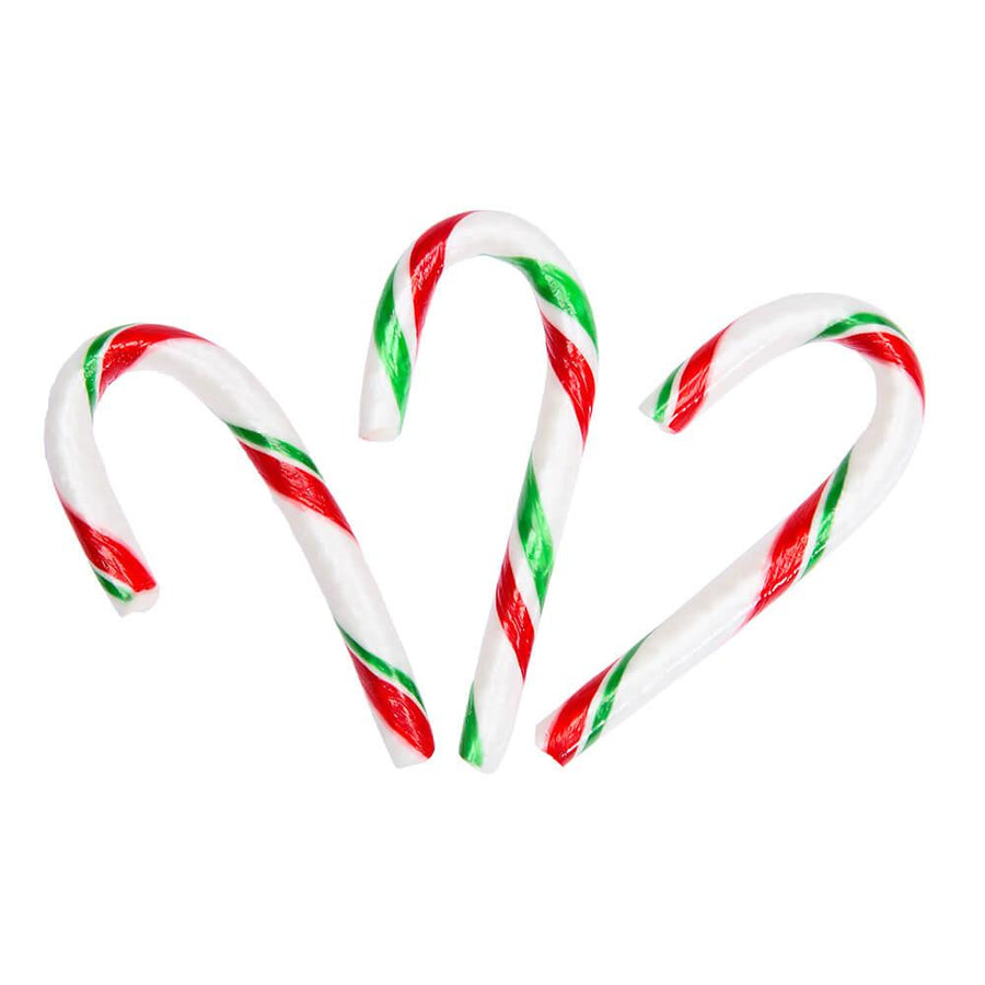 Red, White, and Green Peppermint Mini Candy Canes: 200-Piece Tub - Candy Warehouse