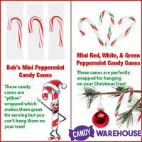 Red, White, and Green Peppermint Mini Candy Canes: 200-Piece Tub - Candy Warehouse