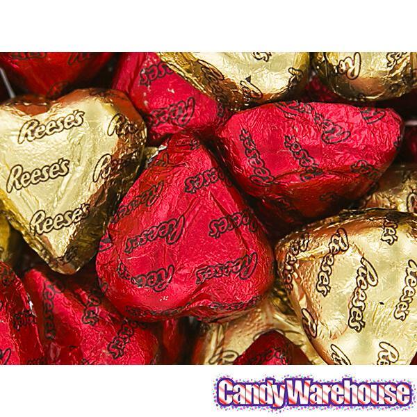 Reeses Foiled Peanut Butter Filled Chocolate Hearts: 35-Piece Bag - Candy Warehouse