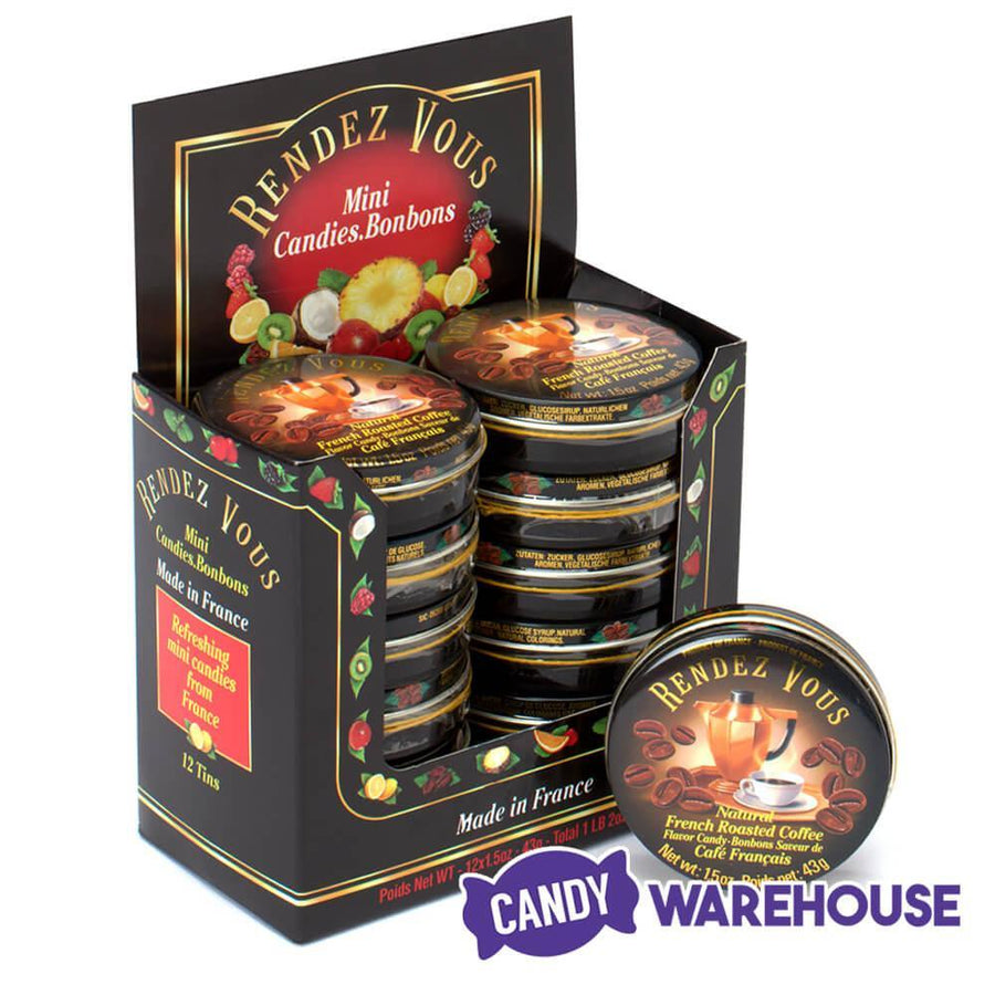 Rendez Vous Mini Bon Bons Tins - Coffee: 12-Piece Box - Candy Warehouse