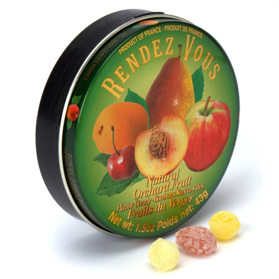 Rendez Vous Mini Bon Bons Tins - Orchard Fruit: 12-Piece Box - Candy Warehouse