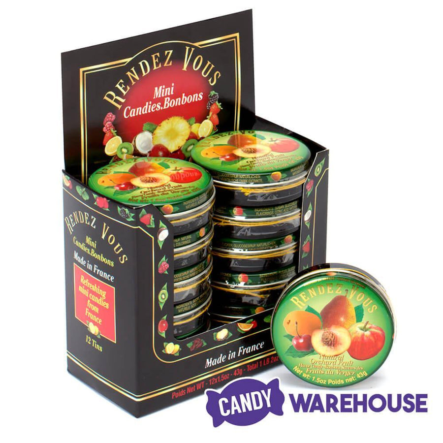 Rendez Vous Mini Bon Bons Tins - Orchard Fruit: 12-Piece Box - Candy Warehouse