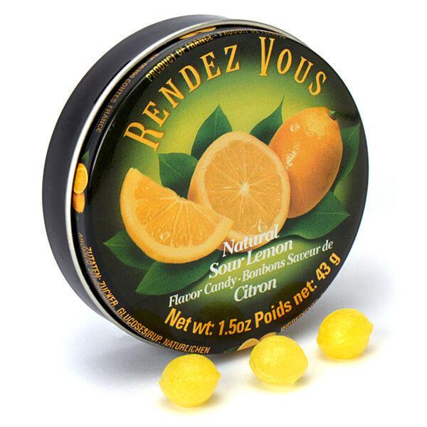 Rendez Vous Mini Bon Bons Tins - Sour Lemon: 12-Piece Box - Candy Warehouse