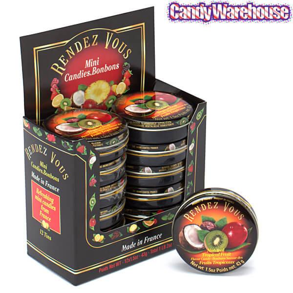 Rendez Vous Mini Bon Bons Tins - Tropical Fruit: 12-Piece Box - Candy Warehouse