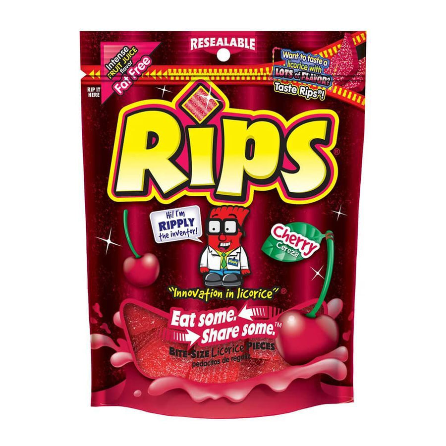 Rips Cherry Bite Size Licorice Pieces: 8-Ounce Bag - Candy Warehouse