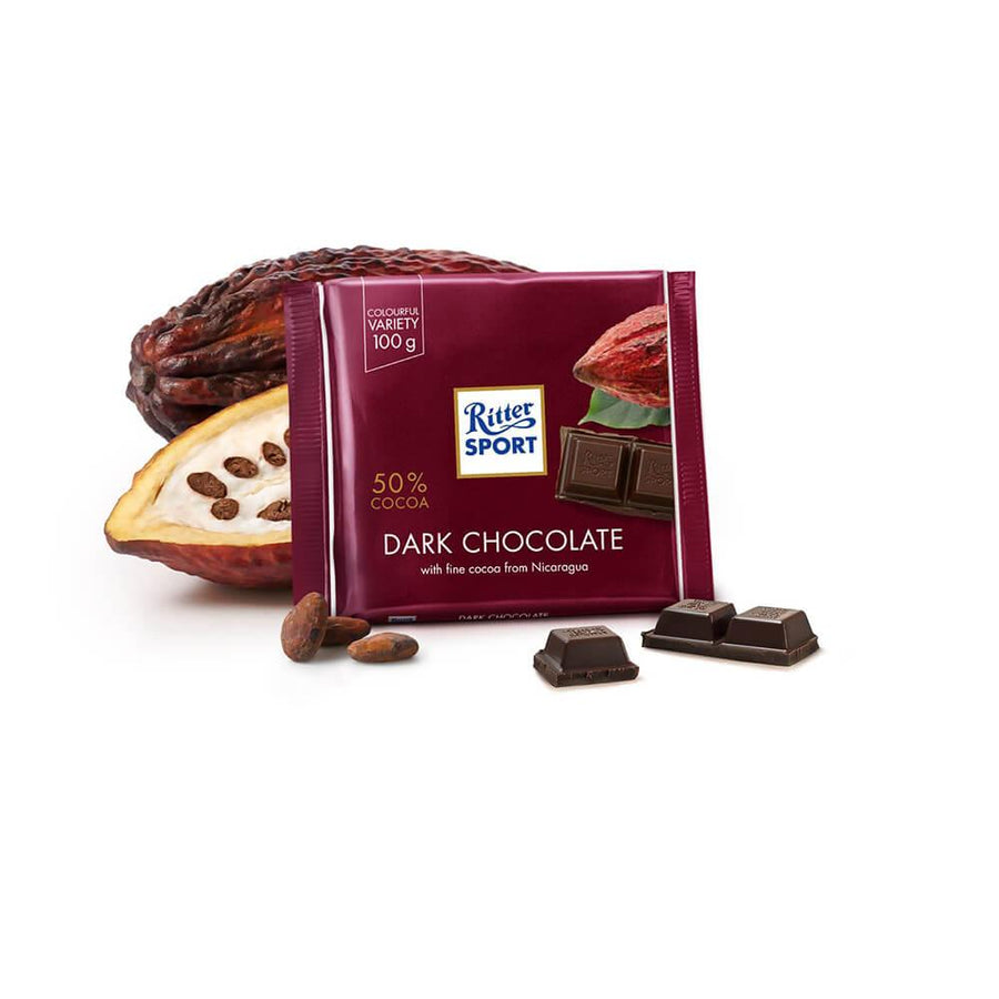 Ritter Sport 50% Cocoa Dark Chocolate Bars: 12-Piece Box - Candy Warehouse