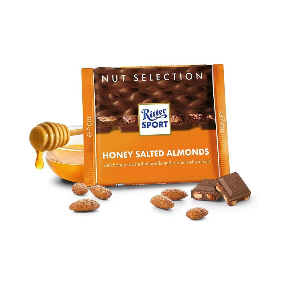 Ritter Sport Milk Chocolate Bars With Honey Salted Almonds: 11-Piece Box - Candy Warehouse